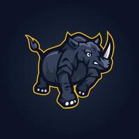 vettore di progettazione del logo della mascotte della corsa del rinoceronte con l'illustrazione moderna