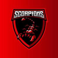 Scorpione mascotte logo disegno vettoriale con illustrazione moderna concetto di stile per la stampa di badge, emblema e t-shirt. illustrazione di scorpioni per la squadra di sport ed e-sport