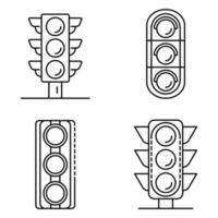 semaforo set di icone, stile contorno vettore