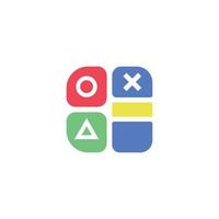 loghi di gioco rettangolari. logo con l'icona della console di gioco che può essere utilizzata per le aziende tecnologiche vettore