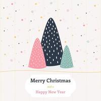 sfondo festivo di natale. alberi stilizzati. nevicata astratta. semplice cartolina. design minimalista. illustrazione vettoriale, scarabocchio vettore