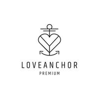 love anchor logo design con grafica al tratto su sfondo bianco vettore