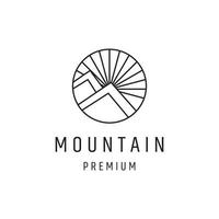design del logo di montagna con grafica al tratto su sfondo bianco vettore