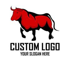 design del logo del toro rosso animale minimalista giocoso. icona moderna, vettore modello