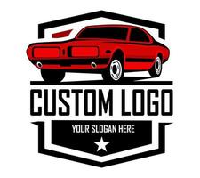 logo muscle car - illustrazione vettoriale, design emblema su sfondo bianco vettore