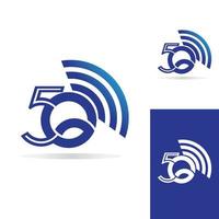 Logo della rete 5g. logo rete 5g connessione. numero 5 e lettera g. vettore