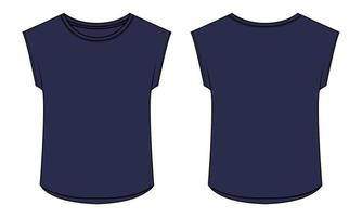 t shirt top illustrazione vettoriale modello di colore blu navy per le donne