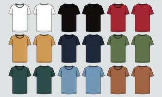 modello di illustrazione vettoriale t-shirt multicolore a maniche corte