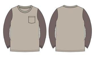 modello di illustrazione vettoriale di t-shirt a maniche lunghe a due colori