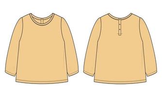 disegno del vestito a maniche lunghe illustrazione vettoriale modello di colore giallo per bambine.