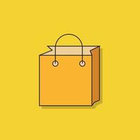 icona della borsa della spesa su sfondo giallo vettore