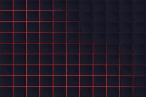 quadrati geometrici astratti su sfondo nero con retroilluminazione rossa sfumata vettore