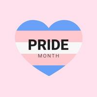 mese dell'orgoglio lgbt a giugno. disegno a forma di cuore. bandiera transgender. diritti umani e tolleranza. poster, carta, banner e sfondo. illustrazione vettoriale. vettore