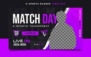 modello di banner di gioco di e-sport del giorno della partita per i social media vettore