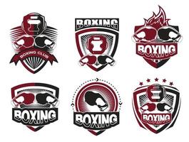 collezione di guanti da boxe logo set vettore