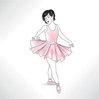 ragazza che balla in scarpe da ballo e tutù di balletto. piccola ballerina isolata. illustrazione di danza di classe di balletto. vettore