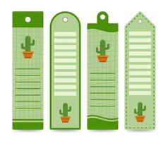 set di segnalibri colorati con cactus vettore