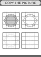copia l'immagine con il sole. foglio di lavoro per bambini vettore