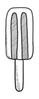 disegno di contorno vettoriale di gelato su un bastoncino su sfondo bianco