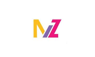 alfabeto lettere iniziali monogramma logo mz, zm, z e m vettore
