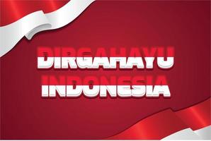dirgahayu indonesia giorno dell'indipendenza effetto testo modificabile vettore