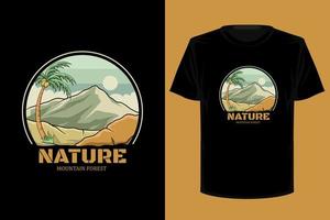 design della maglietta vintage retrò della foresta di montagna della natura vettore