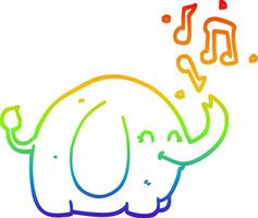 arcobaleno gradiente linea disegno cartone animato trombetta elefante vettore