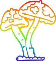 fungo del fumetto di disegno a tratteggio sfumato arcobaleno vettore