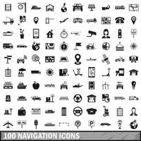 100 icone di navigazione impostate, stile semplice vettore