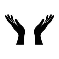 mani che tengono il vettore di design, mani che pregano il logo. sostegno, pace, cura dei gesti delle mani. icona vettore. arte vettoriale a mano libera. eps10