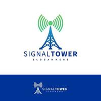 modello vettoriale di progettazione del logo della torre del segnale, illustrazione dei concetti del logo della torre del segnale.