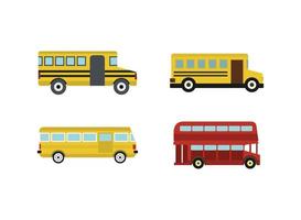set di icone di autobus, stile piatto vettore