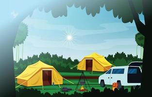 tenda del campo di vacanza avventura all'aria aperta bellissimo paesaggio della natura vettore