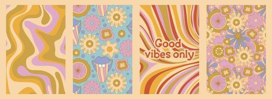 poster groovy ambientato in stile cartone animato con slogan e margherita floreale. sfondo di fiori groovy. design psichedelico retrò anni '60 anni '70. illustrazione hippie astratta vettore