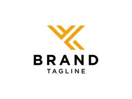 lettera iniziale k logo. stile calligrafico con lettere gialle. utilizzabile per loghi aziendali, di bellezza e di moda. elemento del modello di progettazione logo vettoriale piatto.