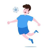 giocatore di calcio o di calcio che controlla la palla in aria con la direzione per l'allenamento o il gioco d'attacco vettore