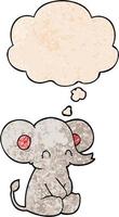simpatico cartone animato elefante e bolla di pensiero in stile grunge texture pattern vettore