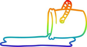 secchio di cartone animato di disegno a tratteggio sfumato arcobaleno vettore