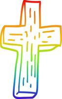 croce di legno del fumetto del disegno della linea del gradiente dell'arcobaleno vettore