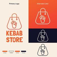 design semplice e minimalista del logo del negozio di kebab vettore