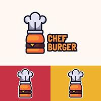 design minimalista semplice del logo dello chef dell'hamburger vettore