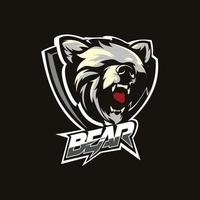 logo di gioco della mascotte della testa dell'orso vettore