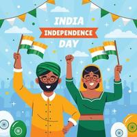 concetto del fumetto di celebrazione del giorno dell'indipendenza dell'india vettore