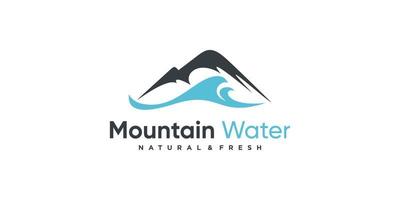 logo di montagna con vettore premium di concetto di acqua