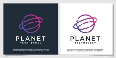 logo della tecnologia del pianeta con il vettore premium di concetto moderno creativo