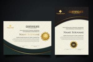 modello di certificato di lusso con elegante cornice angolare e motivo a trama realistico, illustrazione vettoriale del diploma