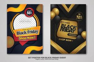 set di poster di vendita del venerdì nero vettore