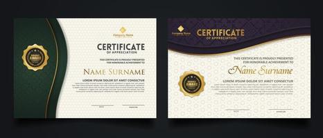 modello di certificato di lusso con elegante cornice angolare e motivo a trama realistico, illustrazione vettoriale del diploma