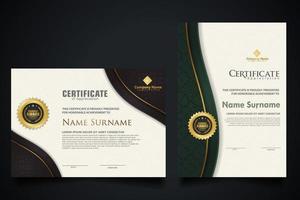 modello di certificato di lusso con elegante cornice angolare e motivo a trama realistico, illustrazione vettoriale del diploma