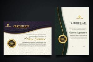 modello di certificato di lusso con elegante cornice angolare e motivo a trama realistico, illustrazione vettoriale del diploma